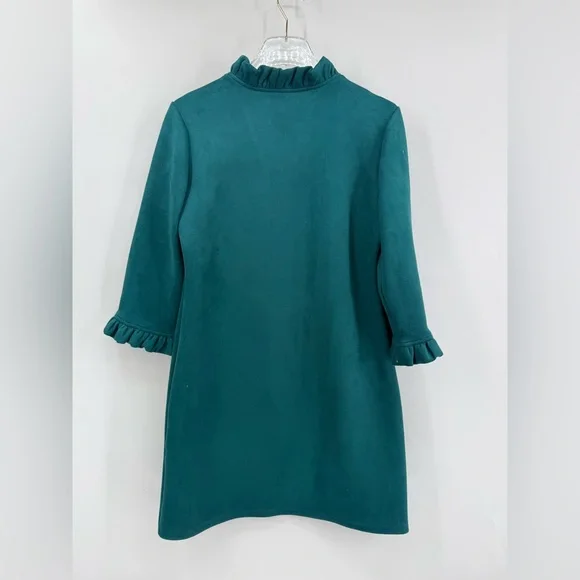 Jude Connally emerald green shift dress with ruffles size small - Picture 2 of 6